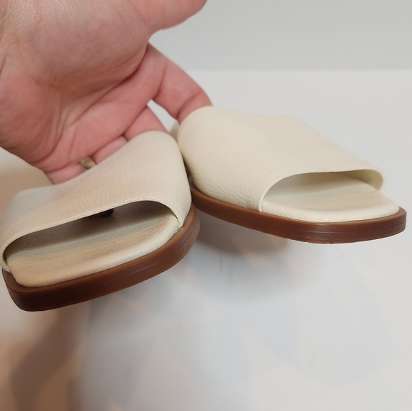 NWT Zara Flat White Leather Slider Sandals With Heel Strap Size EU 38 Stud Detai - Picture 11 of 16